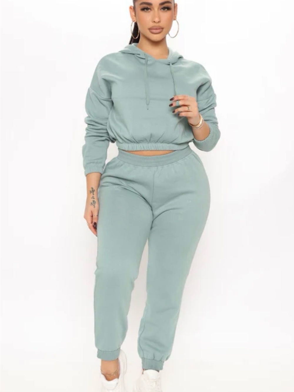 Fashion Nova Sage Green Track Joggers
